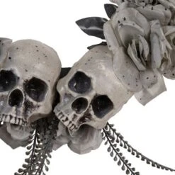 Northlight Double Skull And Gray Roses Halloween Wreath, 16-Inch, Unlit -Northlight GUEST 025ceefc 9e21 4ecb 9abb fa1020482c4a