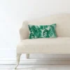 Northlight 11" X 19" Rectangular Tropical Leaves Linen Indoor Throw Pillow - Green -Northlight GUEST 03646d02 6e27 437d 90bf 9e4623176720