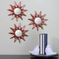 Northlight Set Of 3 Mayan Sunburst Matte Copper Round Mini Mirrors 9.5" -Northlight GUEST 04d5509c 07f9 4f9d 9a59 af70e9c96649