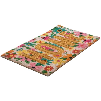 Northlight Pink And Orange Floral "Home" Outdoor Natural Coir Doormat 18" X 30" 6 Northlight Pink And Orange Floral "Home" Outdoor Natural Coir Doormat 18" X 30" - Image 4