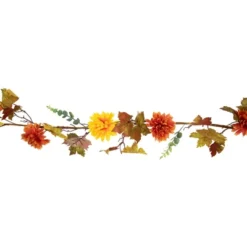 Northlight 5.5' X 6" Autumn Harvest Orange And Yellow Mums With Maple Leaves Garland - Unlit -Northlight GUEST 0d06895c d481 46c4 99fb 768372616142