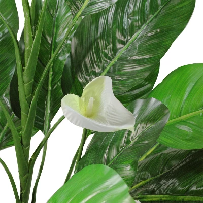 Northlight 47.5" Tropical Peace Lily Spathe Artificial Potted Plant - Green/White 3 Northlight 47.5" Tropical Peace Lily Spathe Artificial Potted Plant - Green/White