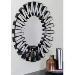 Northlight 25.5" Round Matte Black Aztec Sunburst Wall Mirror -Northlight GUEST 1173ed5e d653 4348 b26c ac47a9de04b0