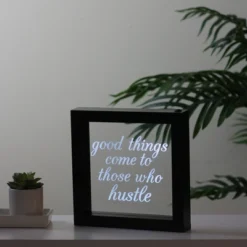 Northlight 9” B/O LED Lighted “Good Things Come To Those Who Hustle” Silkscreen Framed Light Box -Northlight GUEST 1b33a8f7 40e2 4d49 bc7d 244bd0fe0e32