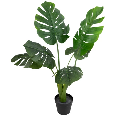 Northlight 35" Green Wide Leaf Monstera Artificial Potted Plant 4 Northlight 35" Green Wide Leaf Monstera Artificial Potted Plant - Image 2