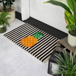 Northlight Ivory And Orange Pineapple Striped Natural Coir Outdoor Doormat 18" X 30" -Northlight GUEST 1ef05804 8549 49eb 90f7 1204b4de42bf