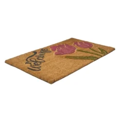 Northlight Natural Coir Floral Rectangular "Welcome" Doormat 18" X 30" -Northlight GUEST 25dd58bb eb7a 4d2d a0d8 9a925e6f6ca3
