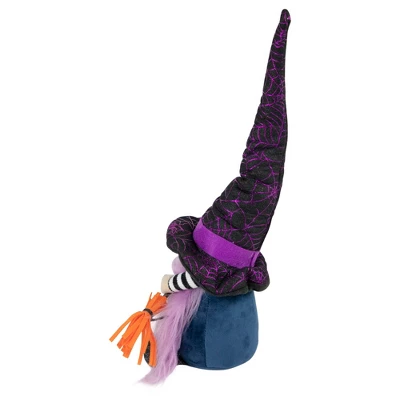 Northlight 14" Black And Purple Witch Gnome With Broom Indoor Halloween Figure 6 Northlight 14" Black And Purple Witch Gnome With Broom Indoor Halloween Figure - Image 4