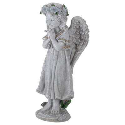 Northlight 10" Angel Standing In Prayer Outdoor Garden Statue 5 Northlight 10" Angel Standing In Prayer Outdoor Garden Statue - Image 3