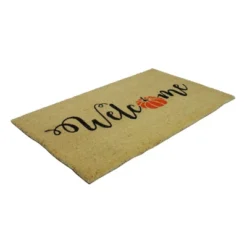 Northlight Orange Pumpkin "Welcome" Fall Harvest Outdoor Doormat 18" X 30"