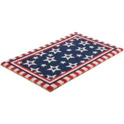 Northlight Blue And Red Americana Stars And Striped Border Coir Outdoor Doormat 18" X 30" -Northlight GUEST 43bee2ae 6ab5 4651 b281 bfccce02e3f4