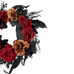 Northlight Red And Gold Roses With Black Foliage Halloween Wreath, 22-Inch, Unlit -Northlight GUEST 4ec35571 1e4a 4b59 8e43 e79c894e445d