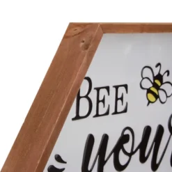 Northlight 16" Wooden Framed "Bee Yourself" Metal Sign Spring Wall Or Tabletop Decor -Northlight GUEST 4f7d62e0 9412 41c6 b38c 82f028b93108
