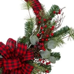 Northlight Red And Black Buffalo Plaid And Berry Artificial Christmas Wreath - 24-Inch, Unlit -Northlight GUEST 536ea2fd ce95 4bb0 a52e 8108ad93f69f
