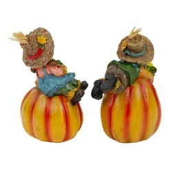 Northlight Set Of 2 Girl And Boy Scarecrows On Pumpkins Fall Figurines 6" -Northlight GUEST 5898cd09 c2d9 46d3 9937 968d06956451