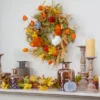 Northlight Velvet Pumpkins And Wheat Artificial Fall Harvest Wreath - 24-Inch, Unlit -Northlight GUEST 5b08b7f0 47f0 4dc8 ab9b ba731b623f4d