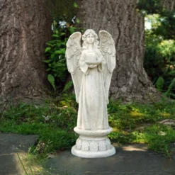 Northlight 22.5" Standing Religious Angel With Bird Bath Votive Candle Holder Outdoor Patio Garden Statue - Gray -Northlight GUEST 5bfea122 5303 429b 9bf6 73666688ff74