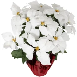 Northlight 22" White Artificial Christmas Poinsettia Flowers With Red Wrapped Base -Northlight GUEST 5c84ffa6 5e85 4e74 aa26 6d246ab6dfc7