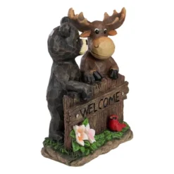 Northlight 9.75" Black Bear And Moose "Welcome" Outdoor Garden Statue -Northlight GUEST 6547f71e 7409 43a2 af5a 30c350709a3c