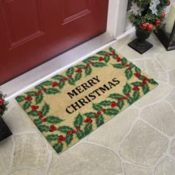 Northlight Natural Coir Holly Berries "Merry Christmas" Doormat 18" X 30" -Northlight GUEST 664c700b 6b47 4e67 adbd 9d3dc6910430
