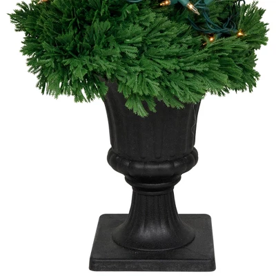 Northlight Real Touch™ Artificial Pre-Lit Cedar Double Spiral Topiary Tree, Clear Lights 4.5' 6 Northlight Real Touch™ Artificial Pre-Lit Cedar Double Spiral Topiary Tree, Clear Lights 4.5' - Image 4
