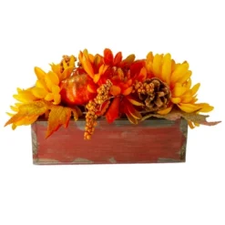 Northlight 14" Autumn Harvest Maple Leaf And Berry Arrangement In Rustic Wooden Box Centerpiece -Northlight GUEST 6bd981e9 c631 4bdc 8b1d fc357c73ed89