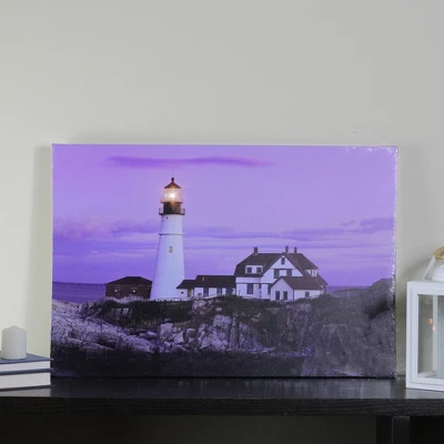Northlight LED Lighted Coastal Lighthouse Home With Sunset Canvas Wall Art 15.75" X 23.5" 5 Northlight LED Lighted Coastal Lighthouse Home With Sunset Canvas Wall Art 15.75" X 23.5" - Image 3