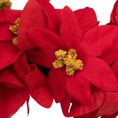 Northlight 6' X 3" Red Artificial Poinsettia Floral Christmas Garland - Unlit 6 Northlight 6' X 3" Red Artificial Poinsettia Floral Christmas Garland - Unlit - Image 4