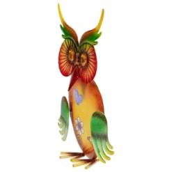 Northlight 11" Orange And Green Metal Owl Outdoor Decoration -Northlight GUEST 6ec314e4 5557 43e4 b2ba b99836ff55e4