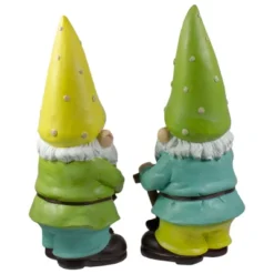 Northlight Set Of 2 Green And Yellow Gnome Outdoor Garden Statues 12.25" -Northlight GUEST 6f1e542d 1e22 432f 88fe 178440a653b4