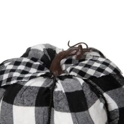 Northlight 7" Black And White Buffalo Plaid Fall Harvest Tabletop Pumpkin -Northlight GUEST 7c3a4033 6306 46b7 bcb1 043dbf4fa702