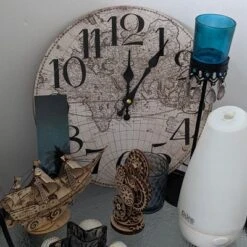 Northlight 12" Ivory And Black Battery Operated Round Wall Clock With World Globe Design -Northlight GUEST 83b5be13 ce2f 42b5 a8c6 5e93b544d4b6