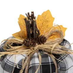 Northlight 5" Black And White Plaid Fall Harvest Plush Pumpkin -Northlight GUEST 876ac156 9645 40f9 a41f 8b2da5676d5e