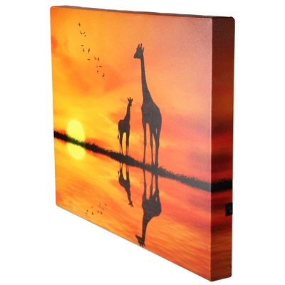Northlight Safari Sunset LED Back Lit Giraffe And Baby Canvas Wall Art 11.75" X 15.75" 4 Northlight Safari Sunset LED Back Lit Giraffe And Baby Canvas Wall Art 11.75" X 15.75" - Image 2
