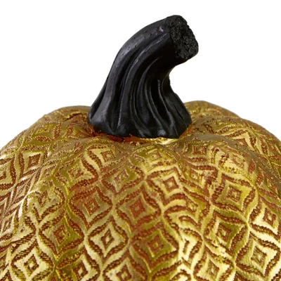 Northlight 9.75" Gold And Orange Greek Key Textured Autumn Pumpkin Tabletop Decoration 4 Northlight 9.75" Gold And Orange Greek Key Textured Autumn Pumpkin Tabletop Decoration - Image 2