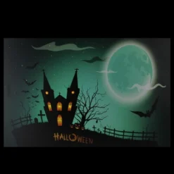 Northlight 23.5" Halloween Prelit LED Church In Cemetery Canvas Wall Art - Teal Blue/Black -Northlight GUEST 96f508e7 9e08 4387 a625 bbbe1883e98d