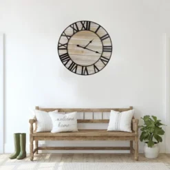 Northlight 24" Metal Framed Roman Numeral Battery Operated Round Wall Clock