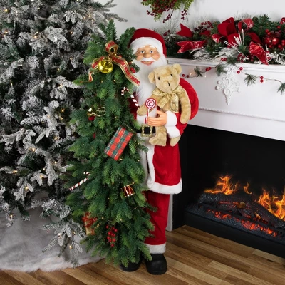 Northlight 48" Musical Santa Claus With Lighted Christmas Tree And Teddy Bear Standing Christmas Figure 3 Northlight 48" Musical Santa Claus With Lighted Christmas Tree And Teddy Bear Standing Christmas Figure