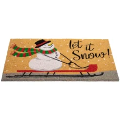 Northlight Brown And White Snowman Let It Snow Rectangular Coir Christmas Doormat 18" X 30" -Northlight GUEST 9d32199c 07ee 4c99 b536 93787e713a0a