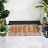 Northlight Brown And Pink "Hello" Floral Coir Outdoor Doormat 18" X 30" -Northlight GUEST 9dc5cf79 b35d 40e8 9173 3a97a2fb1efc