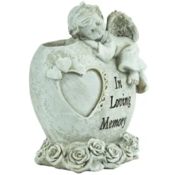 Northlight 6.5" Religious "In Loving Memory" Sleeping Angel Bereavement Outdoor Patio Garden Statue - Gray -Northlight GUEST a1af1fc6 d9c5 4bb6 91df 306b200be3df