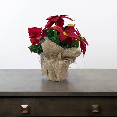 Northlight 13.5" Red Poinsettia With Pine Cones Artificial Christmas Floral Arrangement 3 Northlight 13.5" Red Poinsettia With Pine Cones Artificial Christmas Floral Arrangement