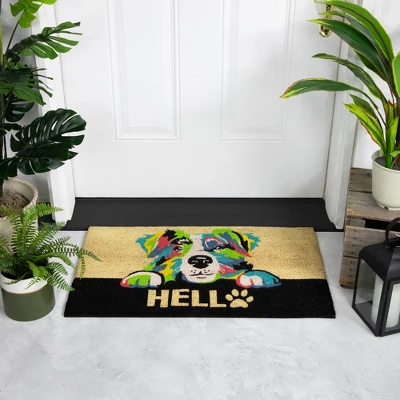 Northlight Ivory And Black "Hello" Multicolor Dog Outdoor Coir Doormat 18" X 30" 3 Northlight Ivory And Black "Hello" Multicolor Dog Outdoor Coir Doormat 18" X 30"