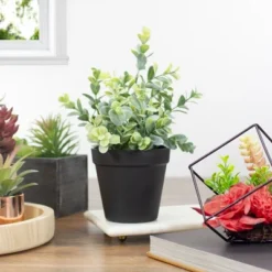 Northlight 10" Green Artificial Melia Azedarach Plant In Black Pot