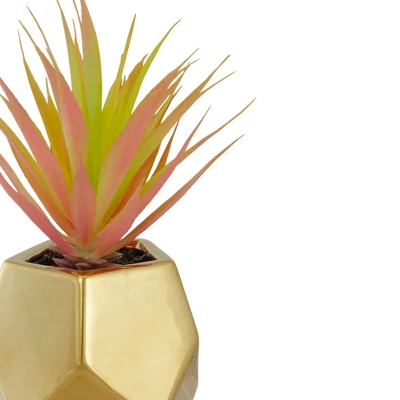 Northlight 8" Green Artificial Sword Grass In A Gold Geometric Pot 5 Northlight 8" Green Artificial Sword Grass In A Gold Geometric Pot - Image 3