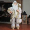 Northlight 36" Winter White And Ivory Santa Claus With Gift Bag Christmas Figure
