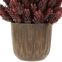 Northlight 8" Burgundy Red Wild Flower Artificial Plant In A Textured Lined Pot -Northlight GUEST b838c739 d774 42a1 b6b8 d31994cd0d01