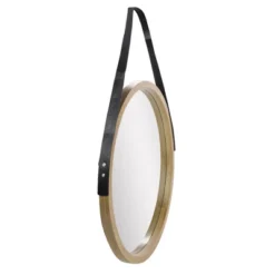 Northlight 21" Beige Round Modern Mirror With Woodgrain Finish -Northlight GUEST b84dca01 9edb 4a24 84d5 e9d7342eb43d