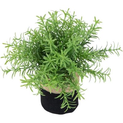Northlight 9" Green Leafy Artificial Spring Foliage In Fabric Covered Pot 4 Northlight 9" Green Leafy Artificial Spring Foliage In Fabric Covered Pot - Image 2
