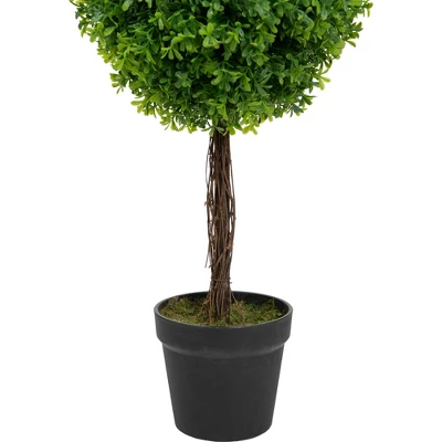 Northlight 36" Green Double Sphere Artificial Boxwood Topiary Potted Plant 5 Northlight 36" Green Double Sphere Artificial Boxwood Topiary Potted Plant - Image 3